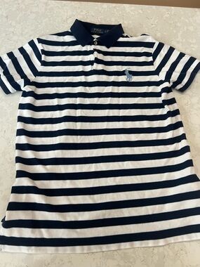 Ralph Lauren Boys Navy & White Striped Polo